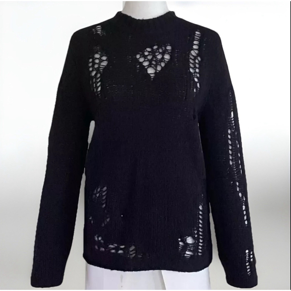 3.1 Phillip Lim Black Crochet Knit Mock Neck Sweater XS - Picture 1 of 13